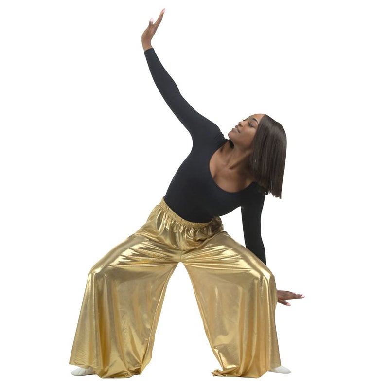 Danzcue Womens Celebration of Spirit Palazzo Pants, Gold, Medium - Image 3